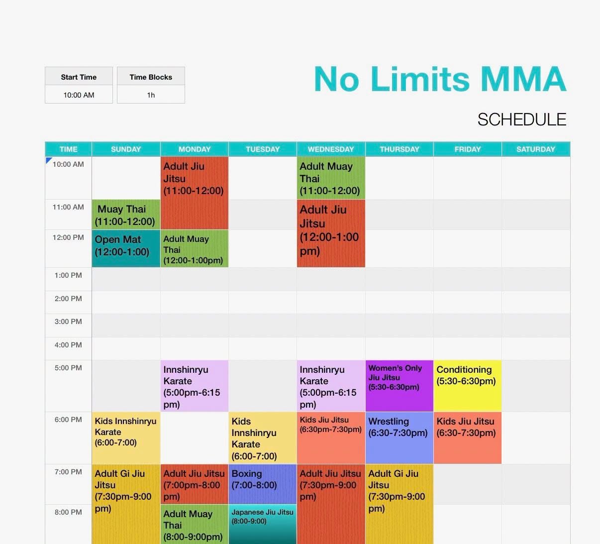 Full Class Schedule